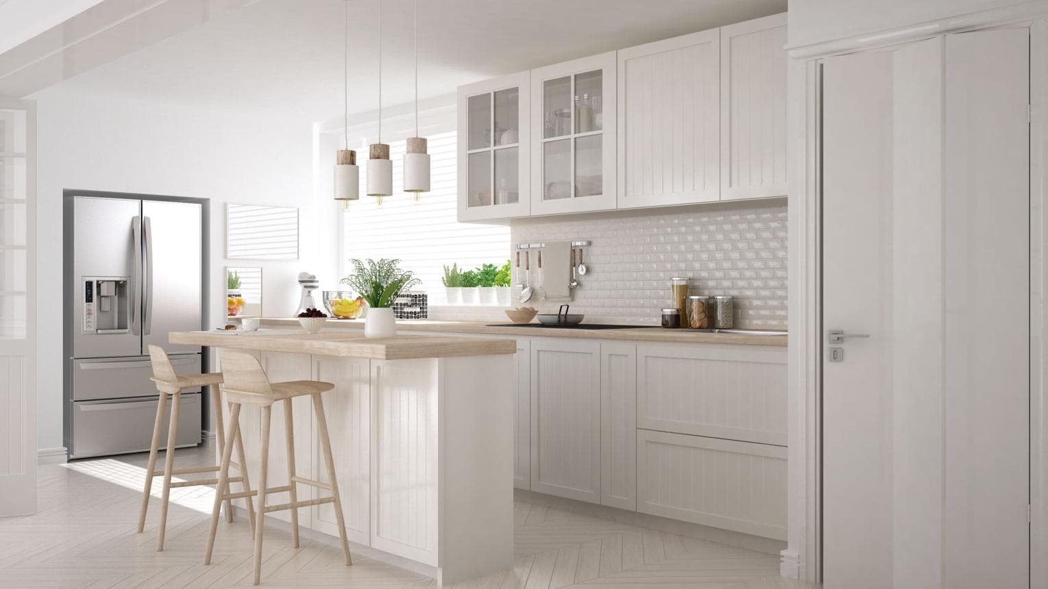 Кухня с барной стойкой из мдф